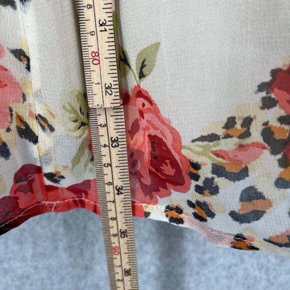 Urban Outfitters Women Kamaryn Mini Dress Size L Floral Red Cream Ruched Y2K NEW - Picture 12 of 14